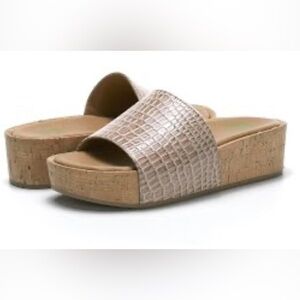 Dolce Vita Croc-Embossed Cork Platform Sandals